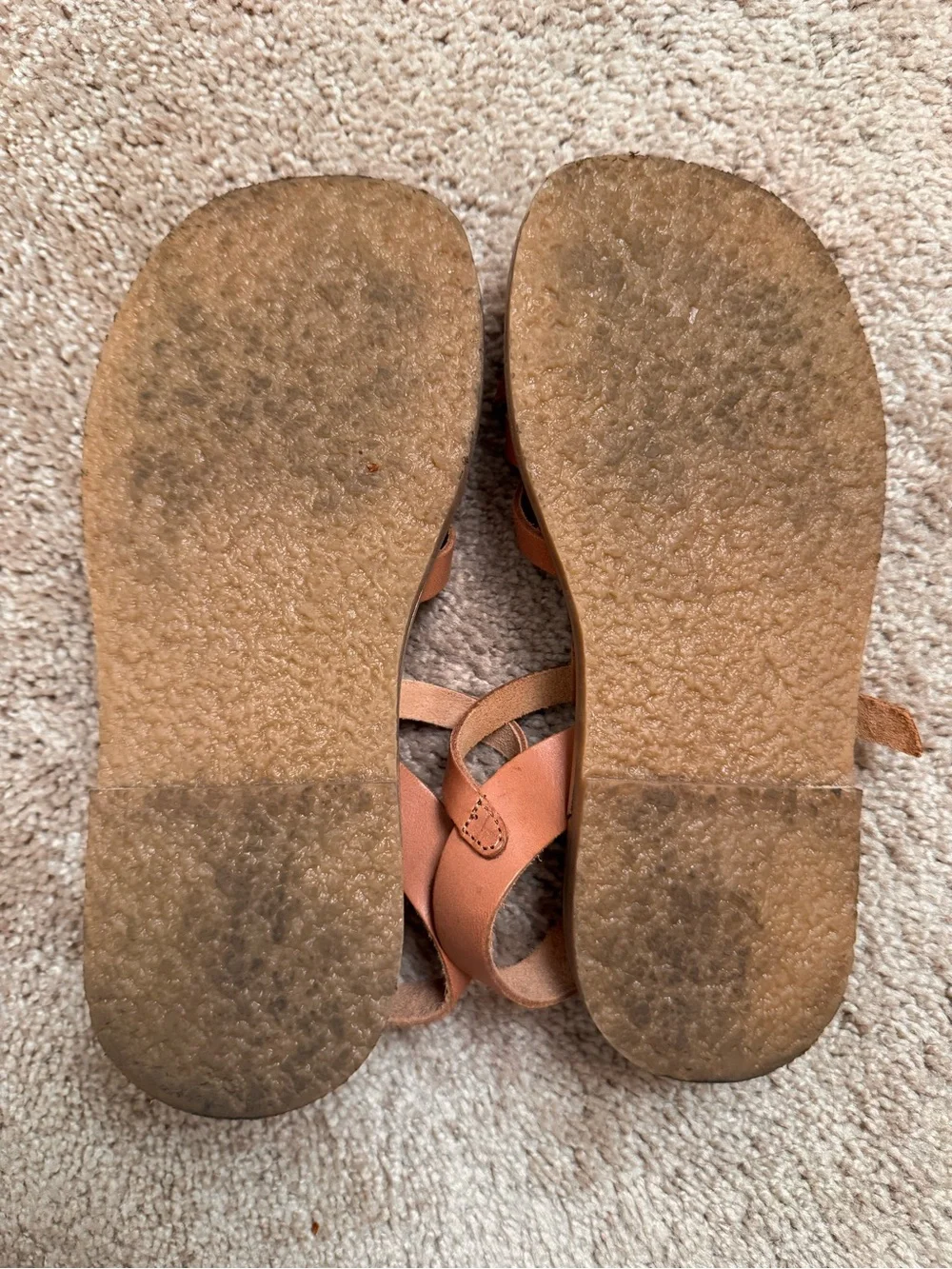 Zara Girls Tan Leather Strappy Sandals